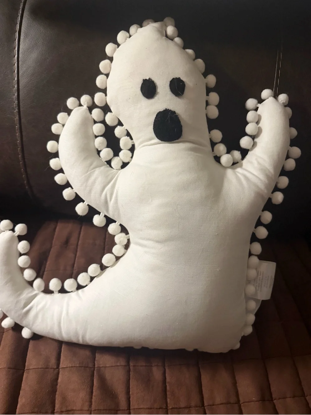 White Pom-Pom Ghost Accent Pillow - Home Accents